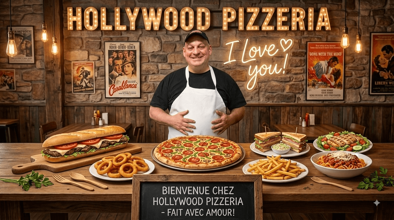 Pizza fraîchement préparée par la Pizzeria Hollywood